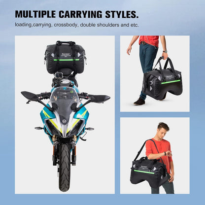 Motorrad Rücksitztasche 50L Wasserdicht TPU Gepäcktasche Schwarz