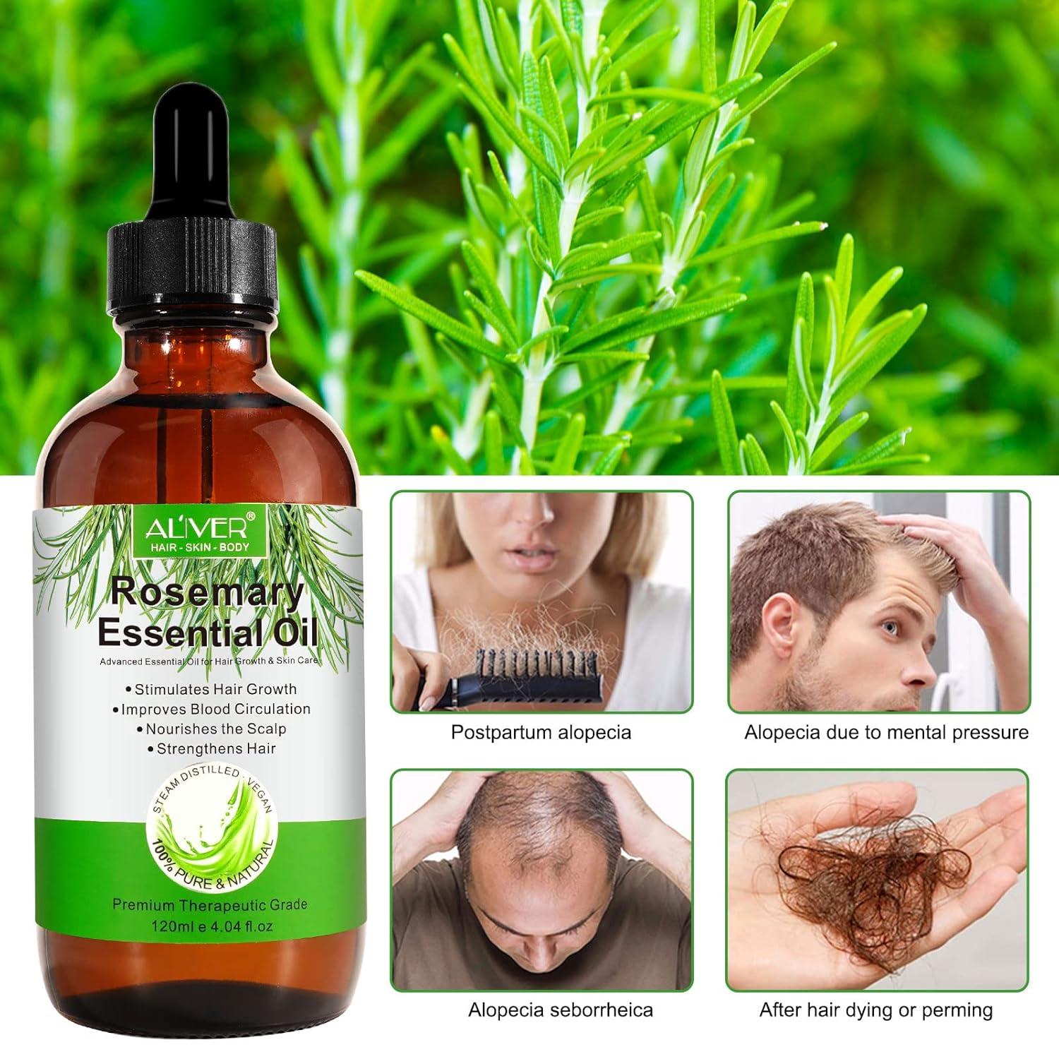Rosmarinöl Haarwachstum 120ML, Ätherisches Rosmarinöl, Natürlich für Haar & Kopfhaut