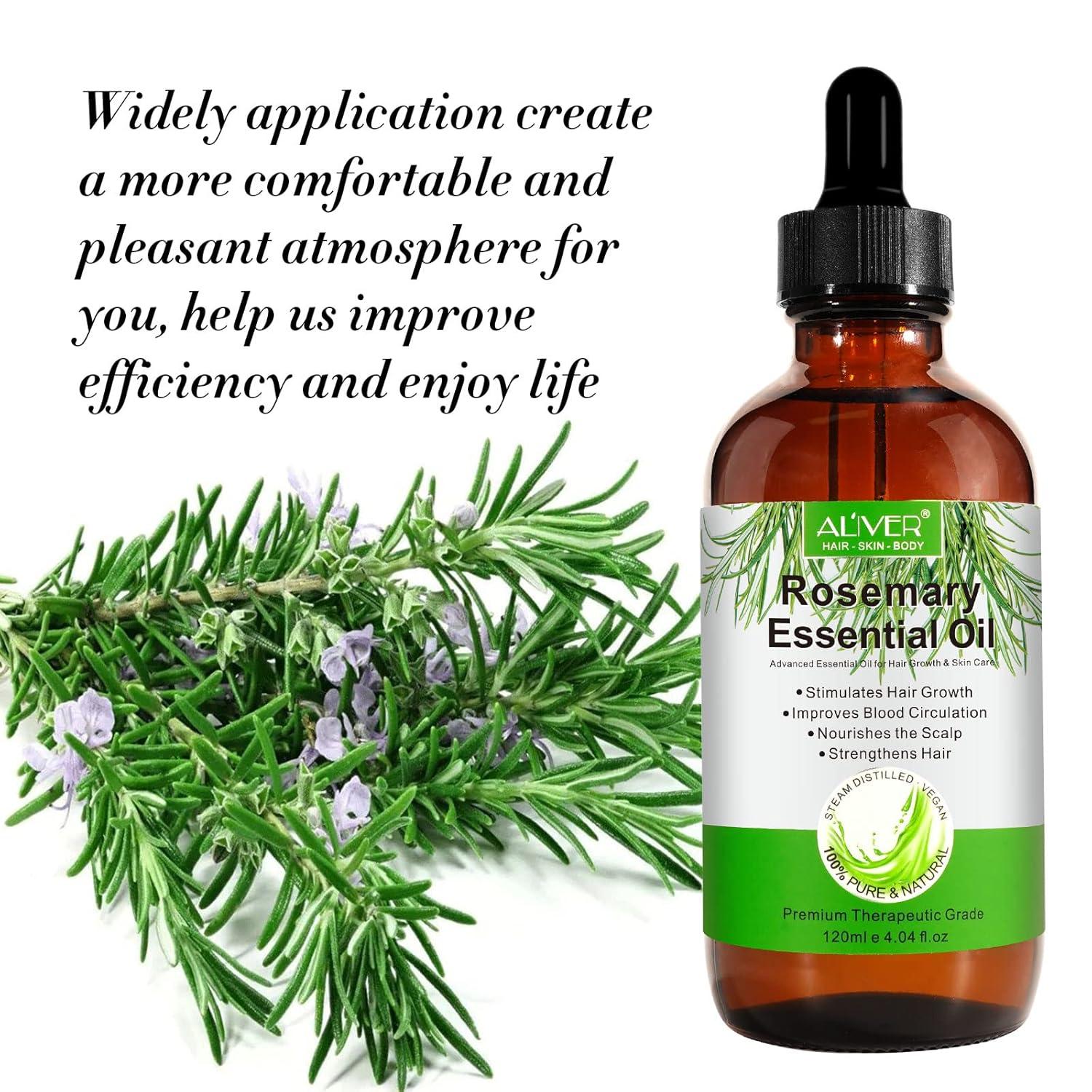 Rosmarinöl Haarwachstum 120ML, Ätherisches Rosmarinöl, Natürlich für Haar & Kopfhaut