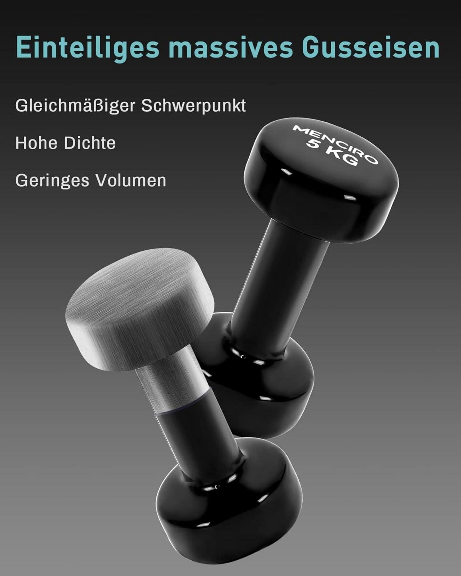 MENCIRO Hanteln 2er Set 1KG - 5KG Kurzhanteln für Zuhause Fitnessstudio