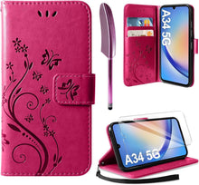 Kompatibel mit Samsung Galaxy A34 5G Leder Wallet Hülle Schwarz