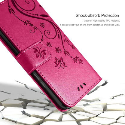 Samsung Galaxy A34 5G Lederhülle mit Schutzhülle und Schutzfolie, Wallet Case in Rosenrot