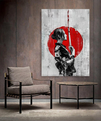 Leinwandbild Japanische Frau Poster Bilder Wandkunst Wohnzimmer 3er Set