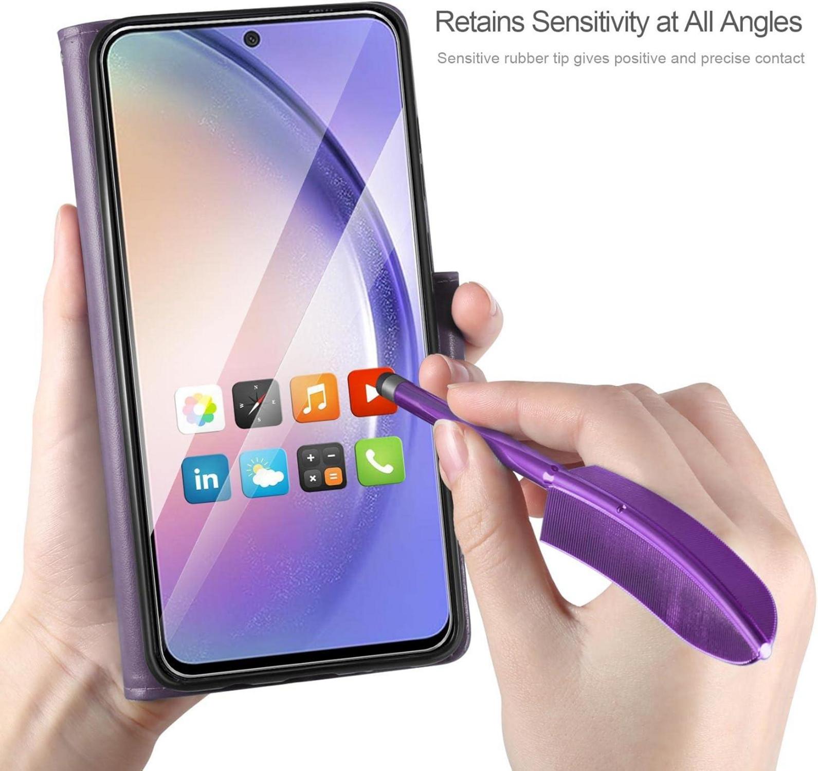 A54 5G Lederhülle Schutzhülle Wallet Case Lila mit Kartensteckplätzen