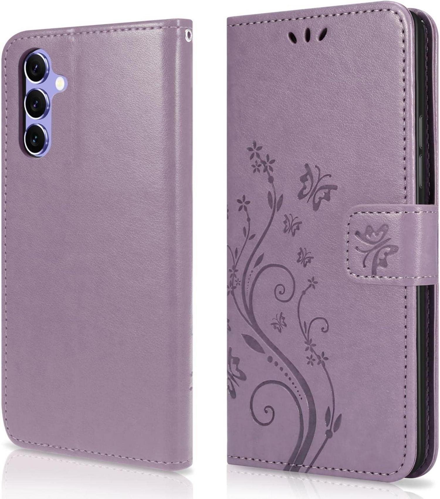 Lederhülle Samsung Galaxy A54 5G Hülle Schutzhülle Wallet Tasche Lila
