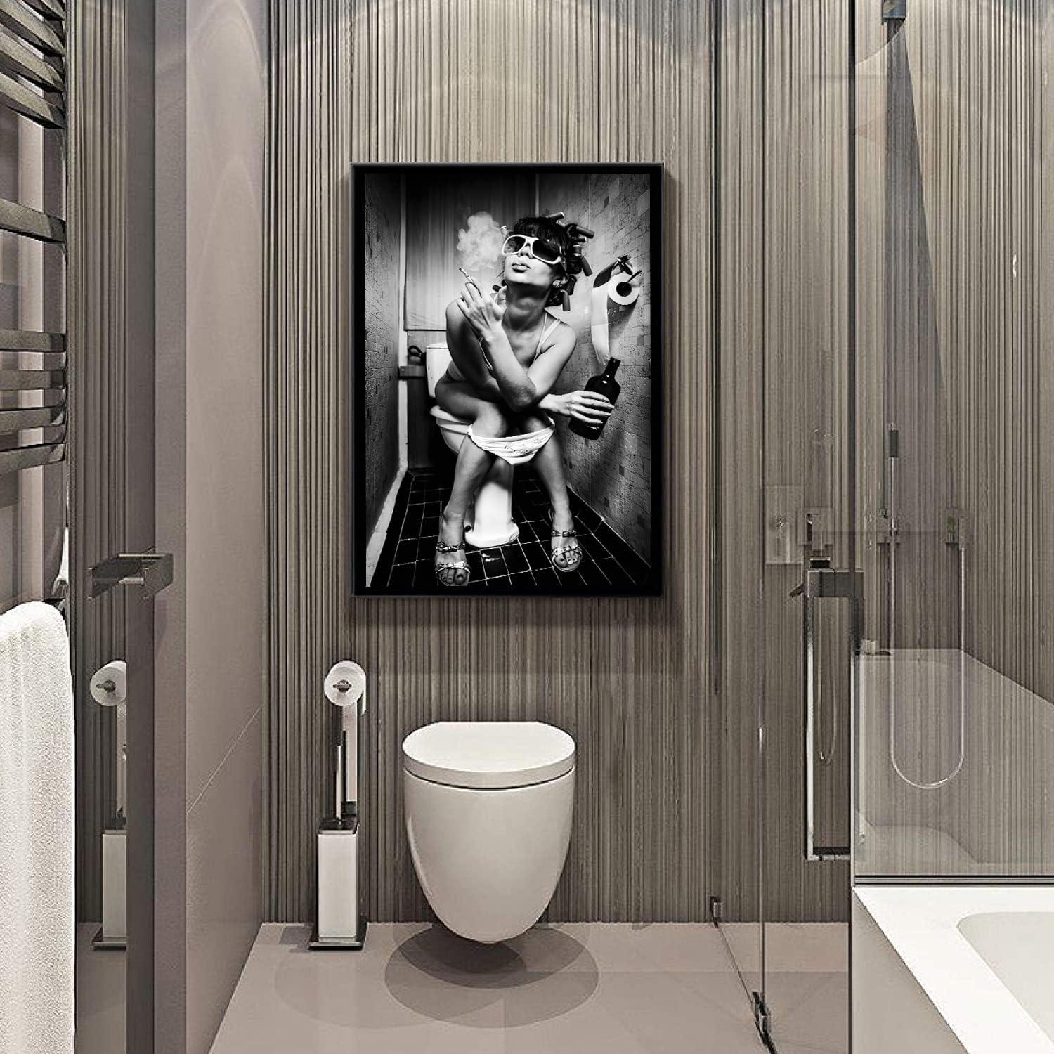 Badezimmer Bilder Set Modebewusste Dame Vintage Leinwand Poster - Ohne Rahmen