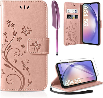AROYI Samsung Galaxy A54 5G Lederhülle mit Schutzfolie