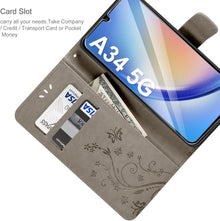 Samsung Galaxy A34 5G Leder Wallet Hülle Schutzhülle Grau