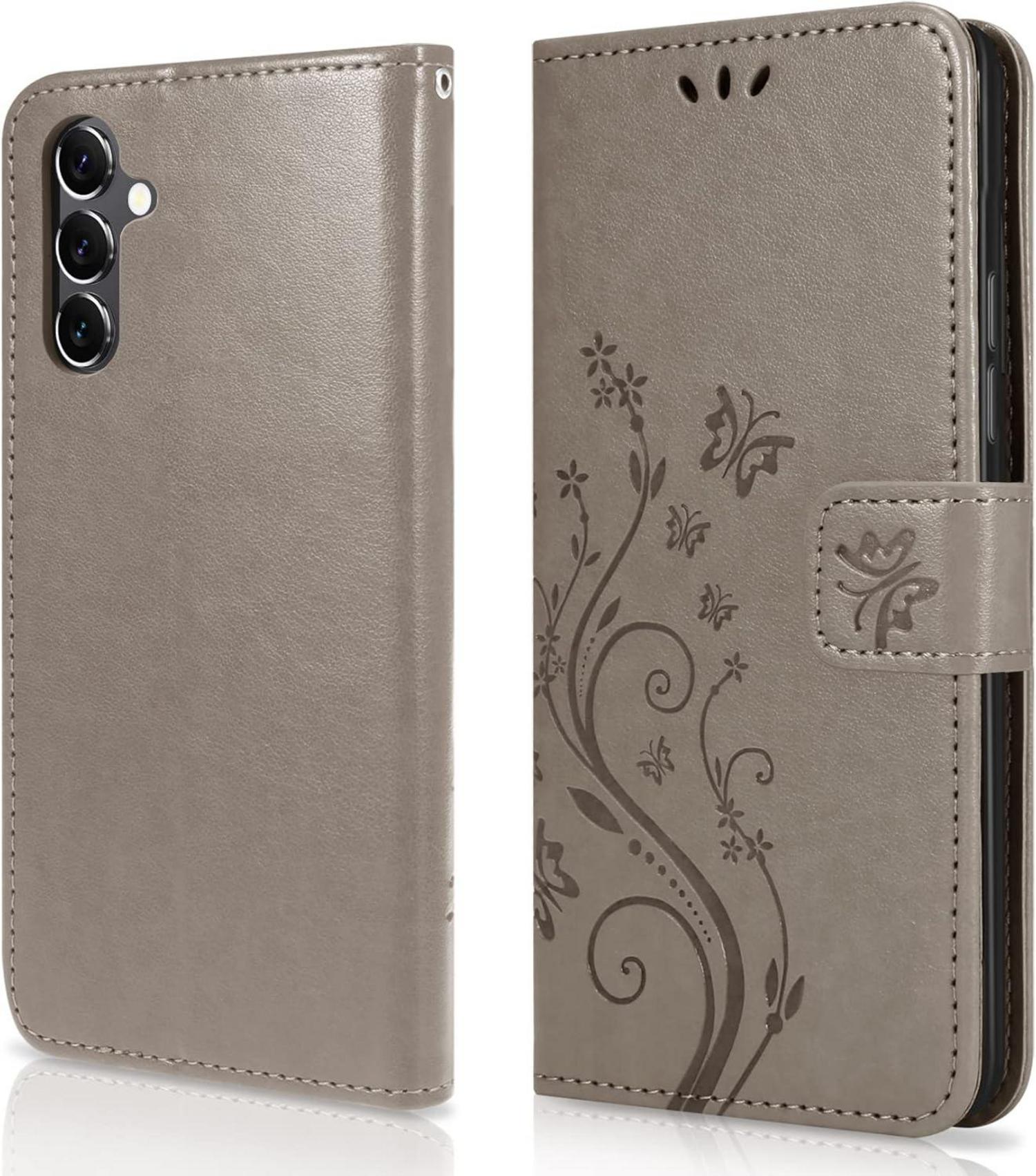 Lederhülle Samsung Galaxy A34 5G Wallet Schutzhülle Grau
