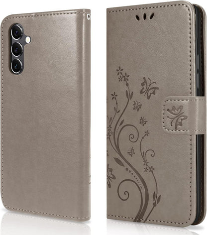 Lederhülle Samsung Galaxy A34 5G Wallet Schutzhülle Grau