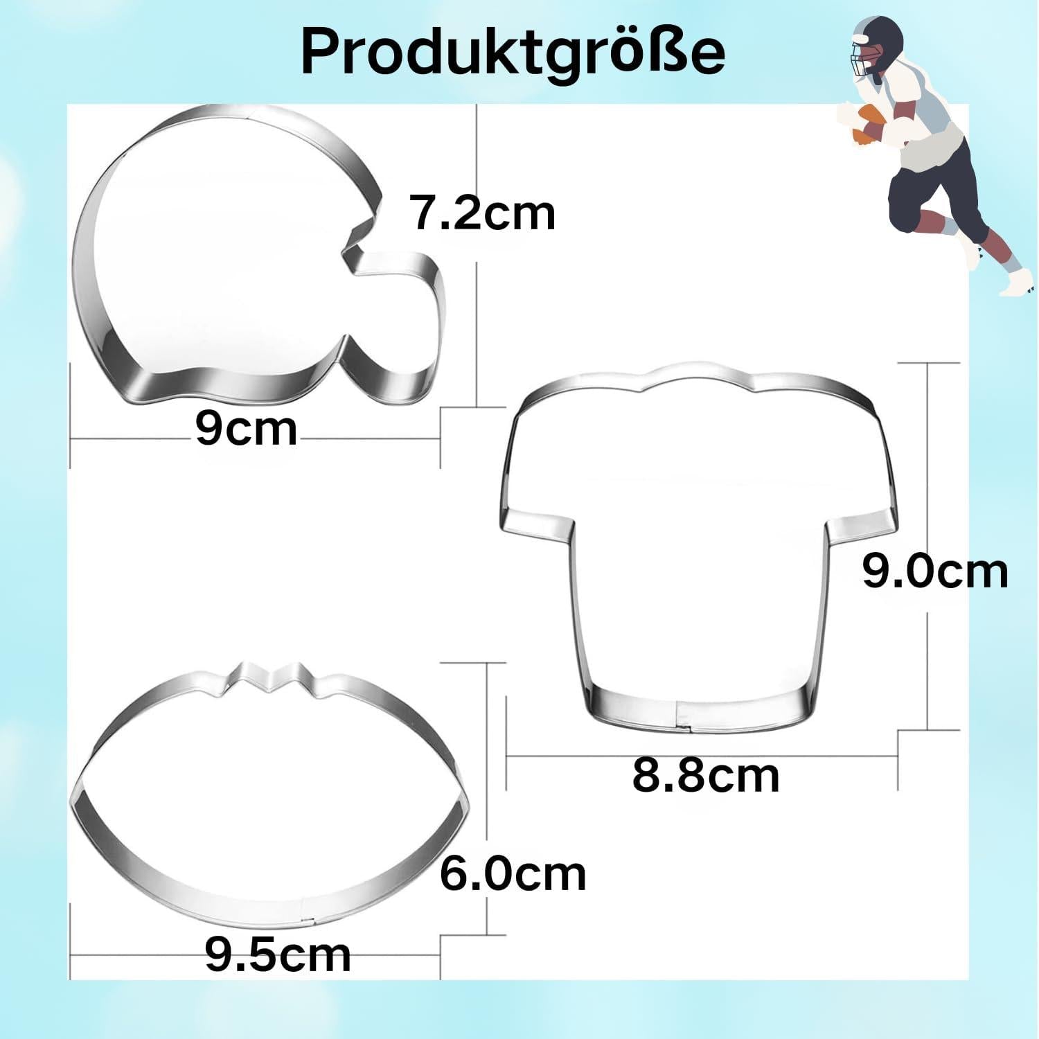 Ausstechformen American Football Set - 3-teilig - Fußball Helm und