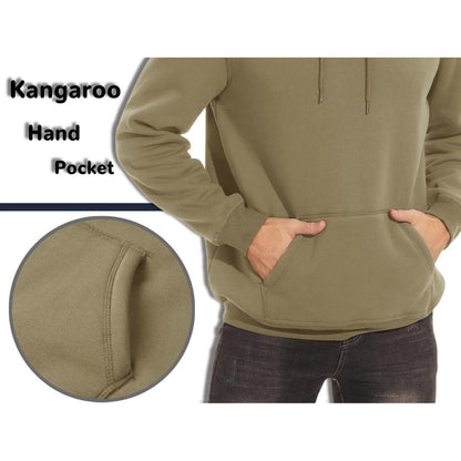 Herren Sherpa Hoodie mit Kängurutasche Khaki XXL