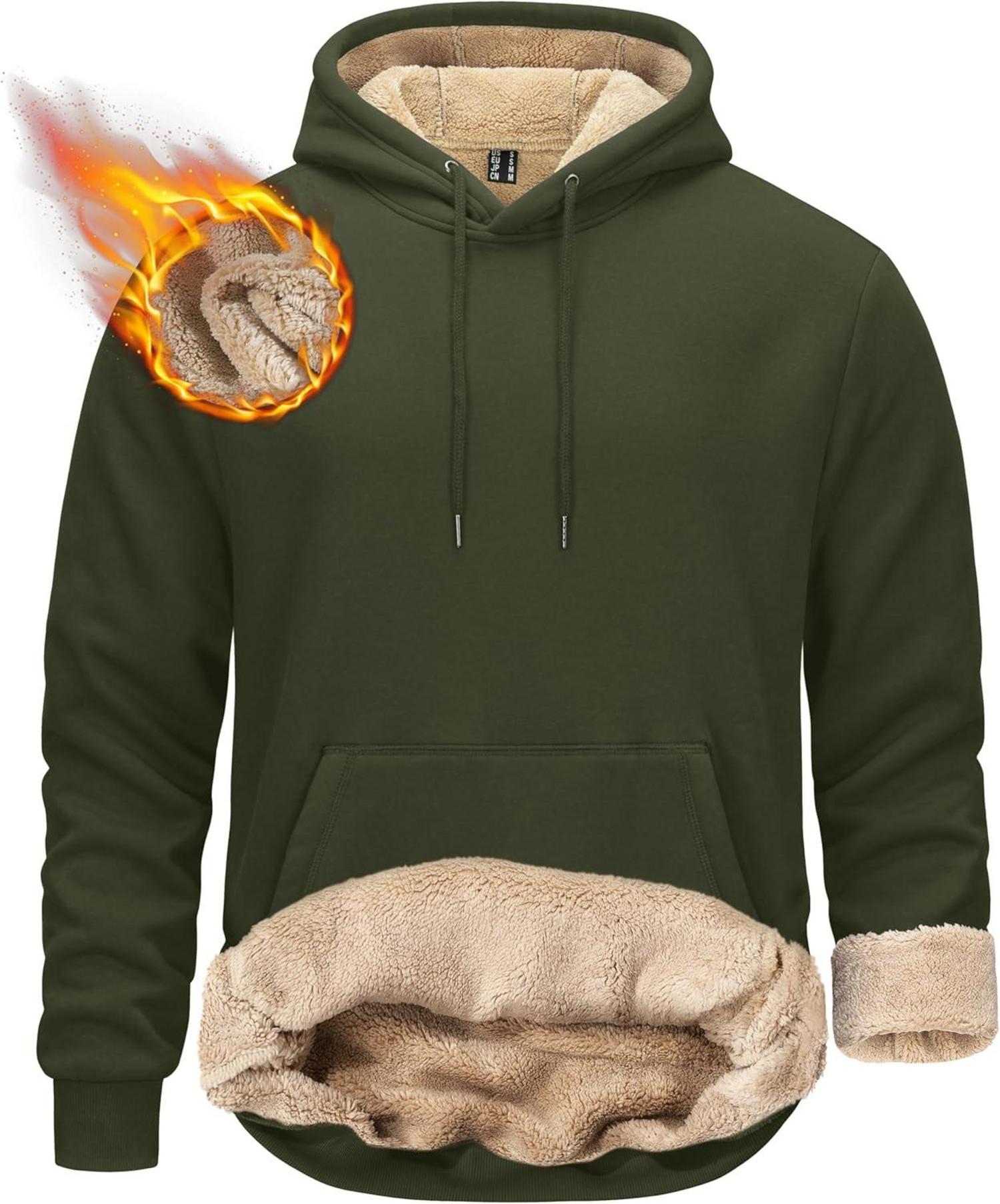 Herren Sherpa gefütterter Fleece Hoodie Winter Winddicht