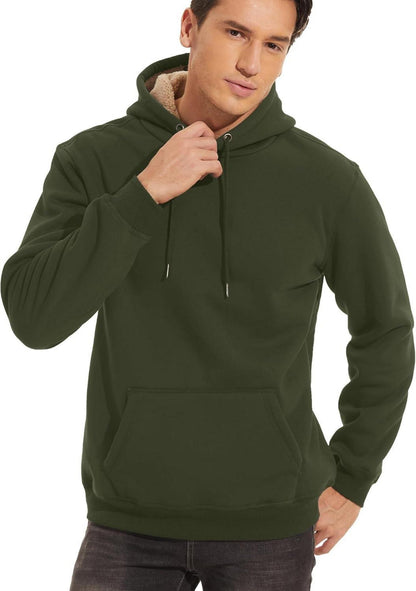 Herren Pullover Hoodie Sherpa gefüttert Kängurutasche Winter