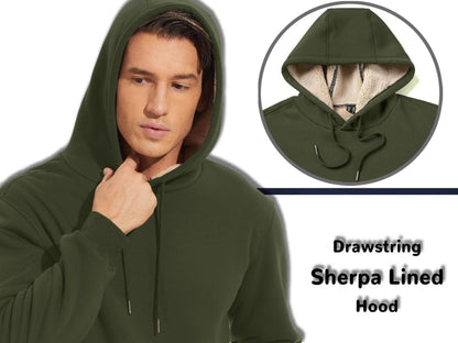 Herren Pullover Hoodie Sherpa gefüttert Winter Fleece Tasche Warm S