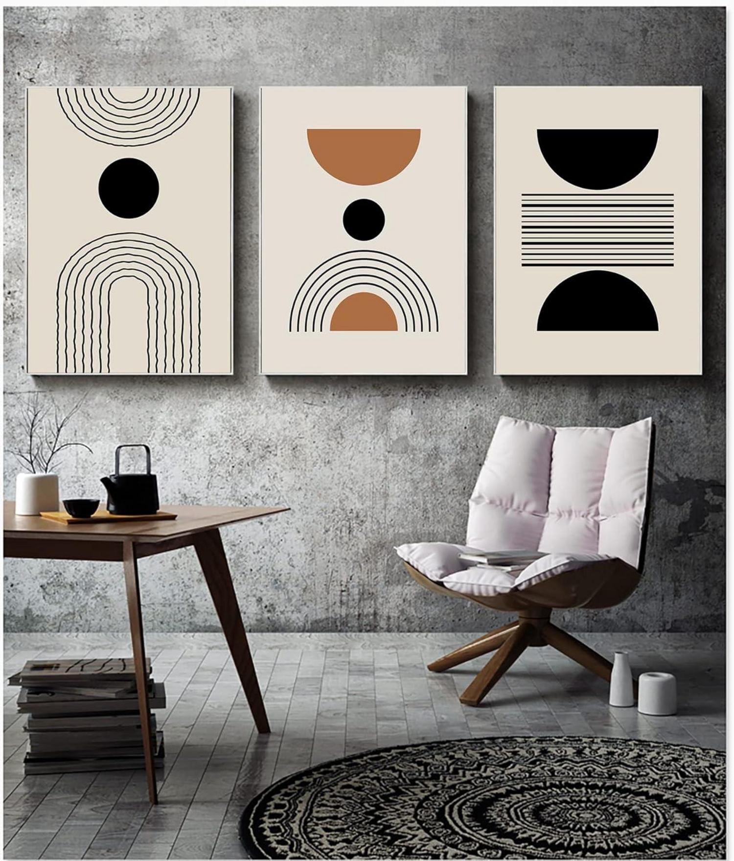 Moderne Leinwand Bilder Set Wohnzimmer Abstrakt Poster 3-teilig 40x60cm