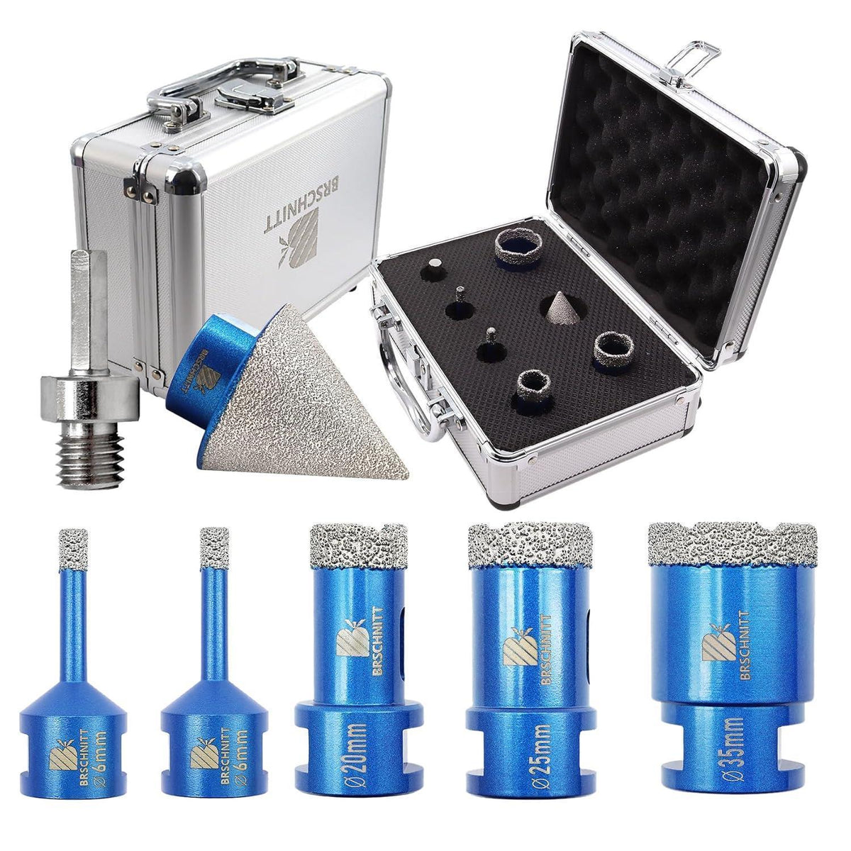 Diamantbohrer Set mit Fasenbohrer für Fliesen & Stein