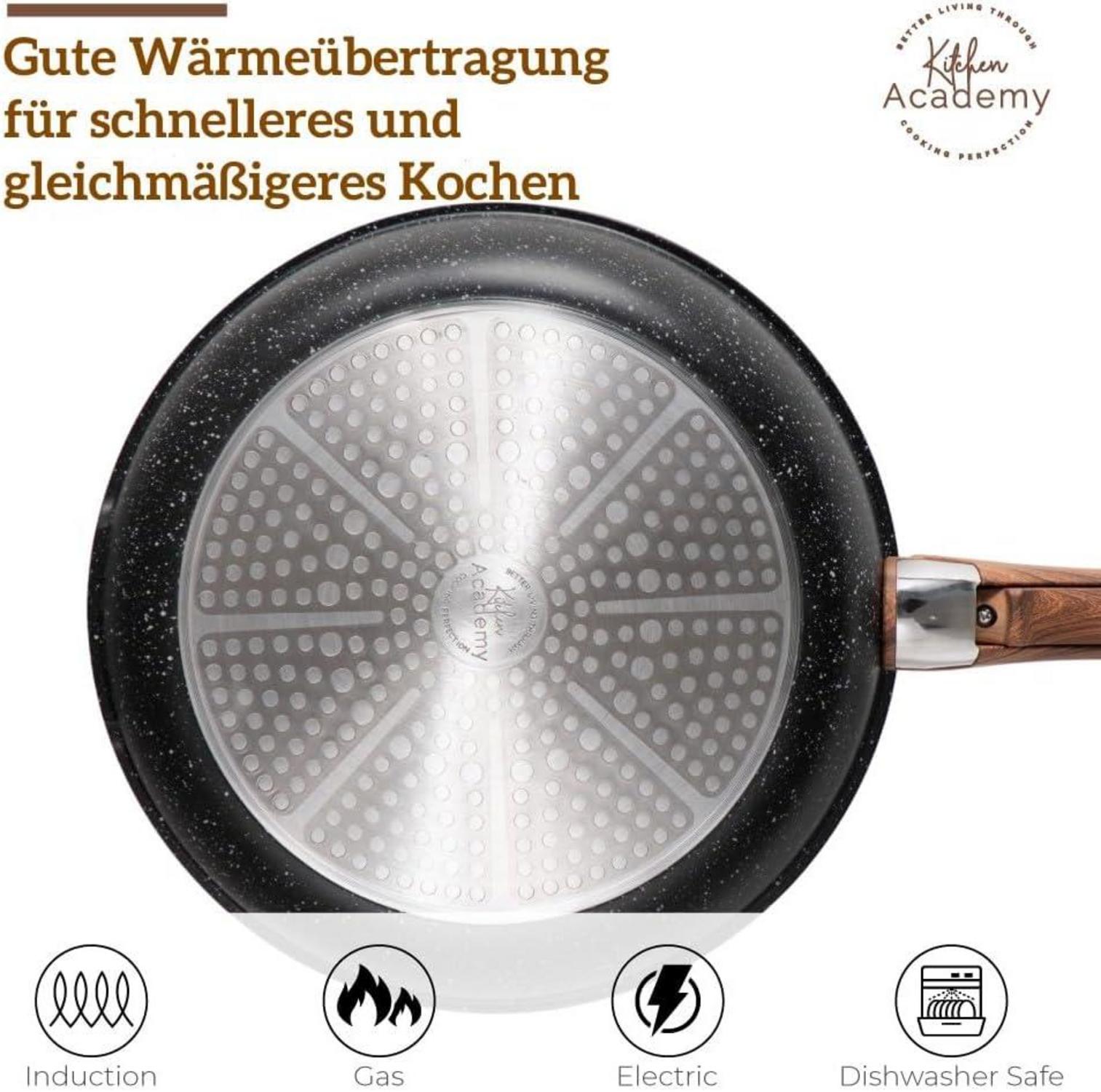 Kitchen Academy 10tlg Topf Pfannenset Glasdeckel Marmorbeschichtung