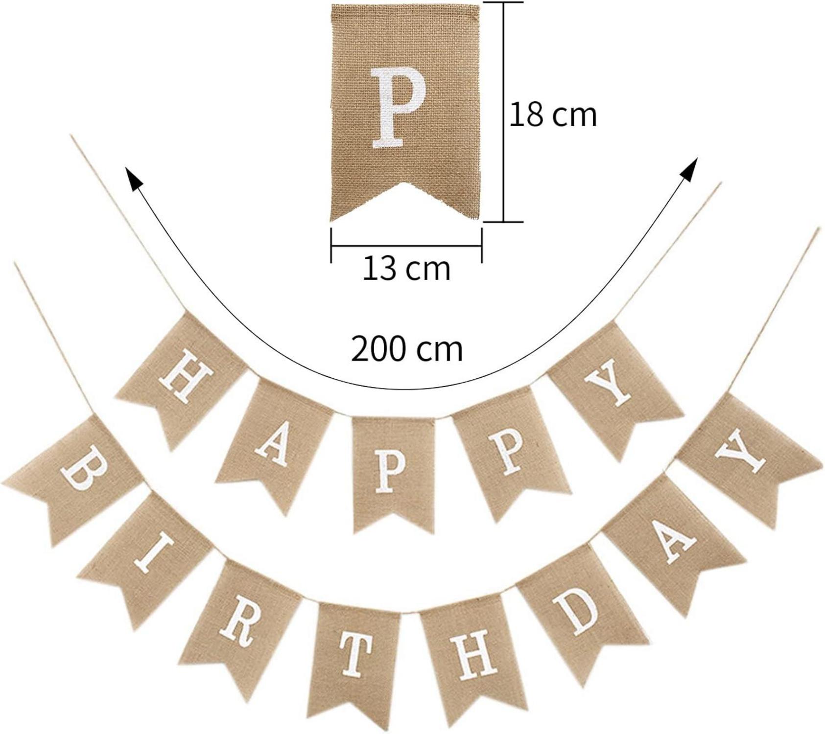Happy Birthday Girlande Banner Vintage Leinen Deko