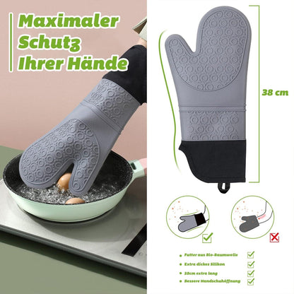 Ofenhandschuhe Topflappen Set Hitzebeständig 230°C Küche Backen Grillen Silikon