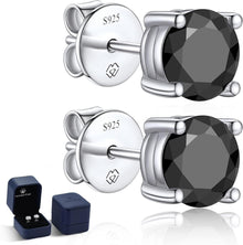 Moissanite Schwarz Ohrstecker 1-2 Karat 925 Silber Diamantähnlich