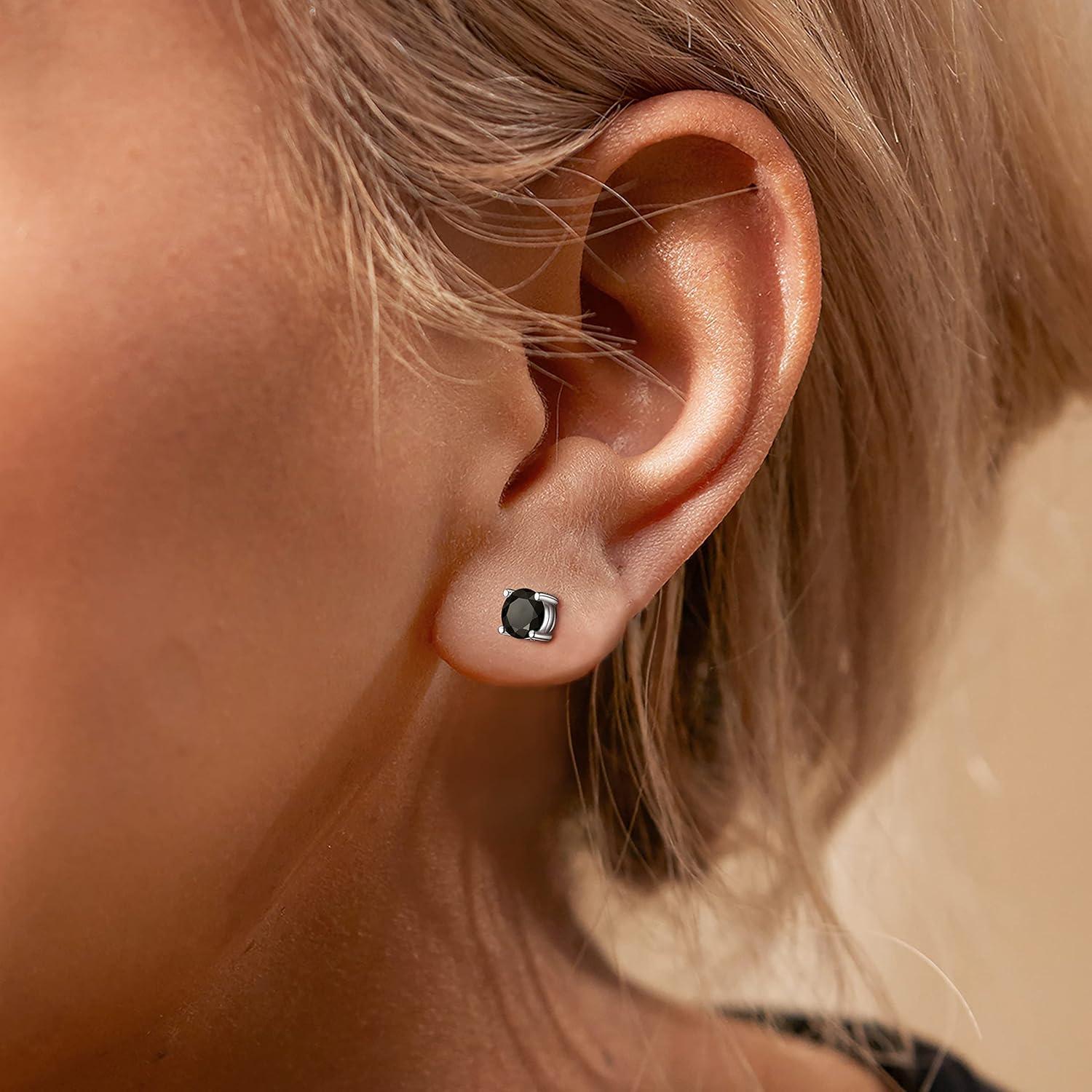 Moissanit Ohrstecker Schwarz 2 Karat Herren Damen 925 Silber