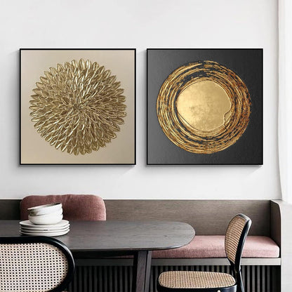 Abstrakte Leinwandbilder Gold 4er Set 20x20cm