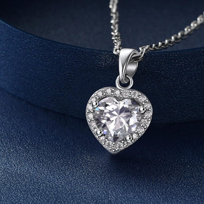 Damen Halskette Silber 925 Herzanhänger Moissanite Rosegold Geschenkbox