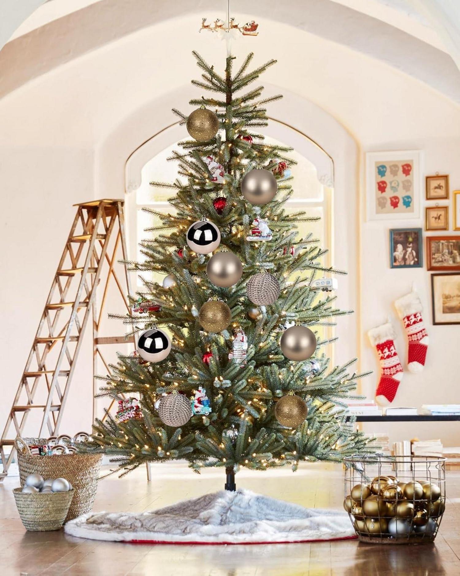 Weihnachtskugeln Christbaumkugeln Bruchsicher 12CM 4er Set Braun