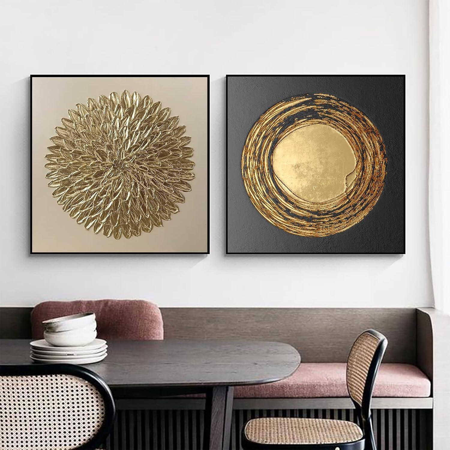 Abstrakte Gold Wandbilder Set für Wohnzimmer Schlafzimmer