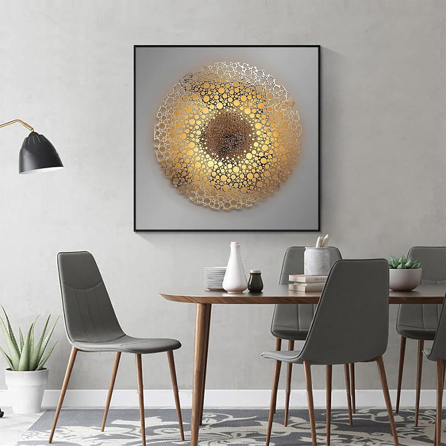 Abstrakte Gold Leinwandbilder 4 Stück Wohnzimmer Schlafzimmer 40x40cm