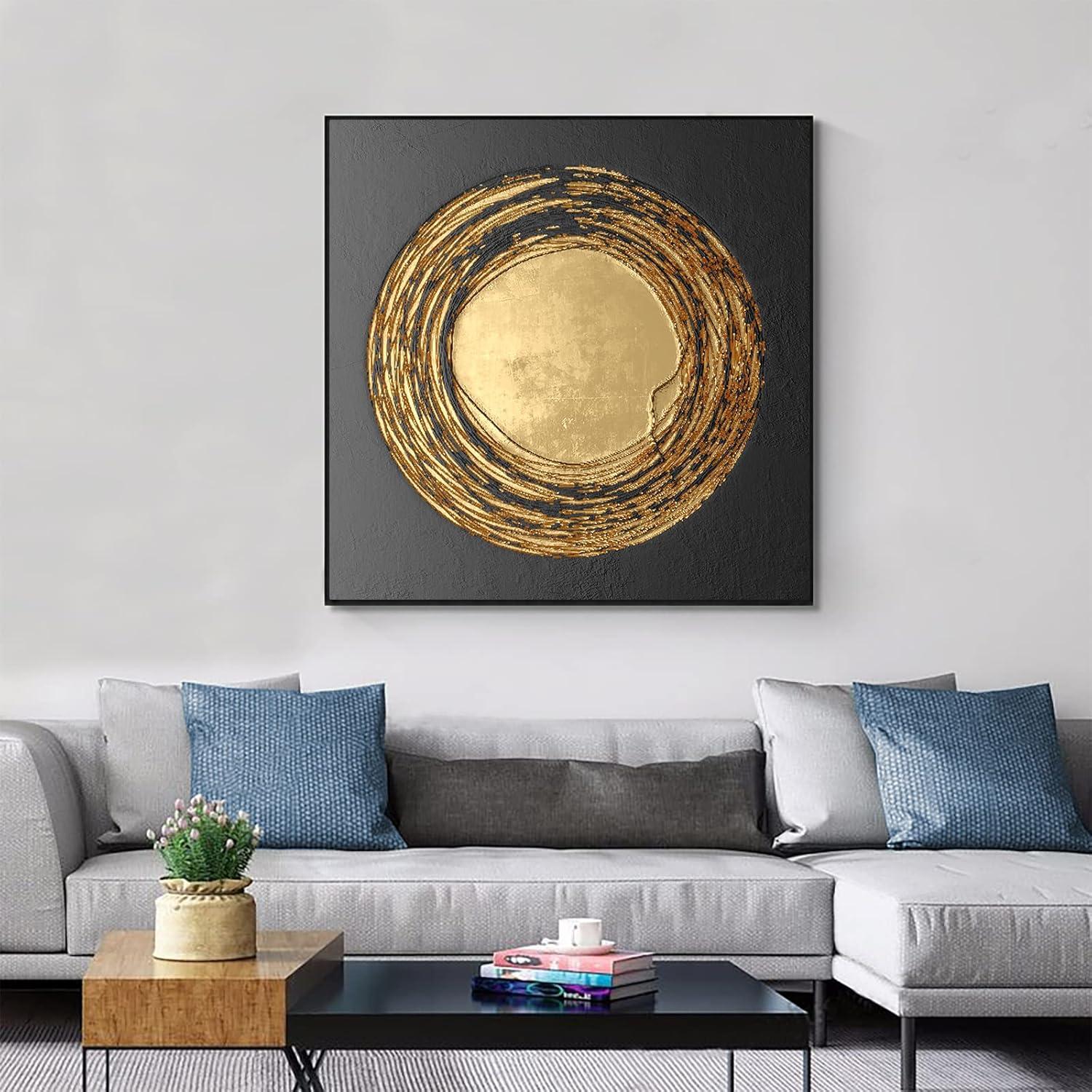 Abstrakte Gold Leinwand Bilder Wohnzimmer Schlafzimmer Set 4 Stück