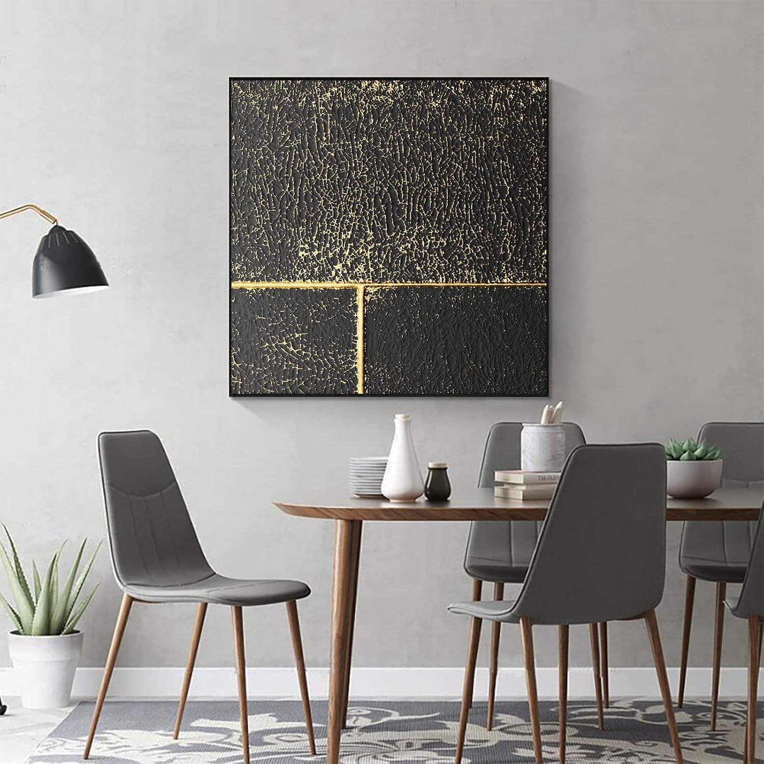 Abstrakte Leinwandbilder Wohnzimmer Gold Luxus Set 4 Stück