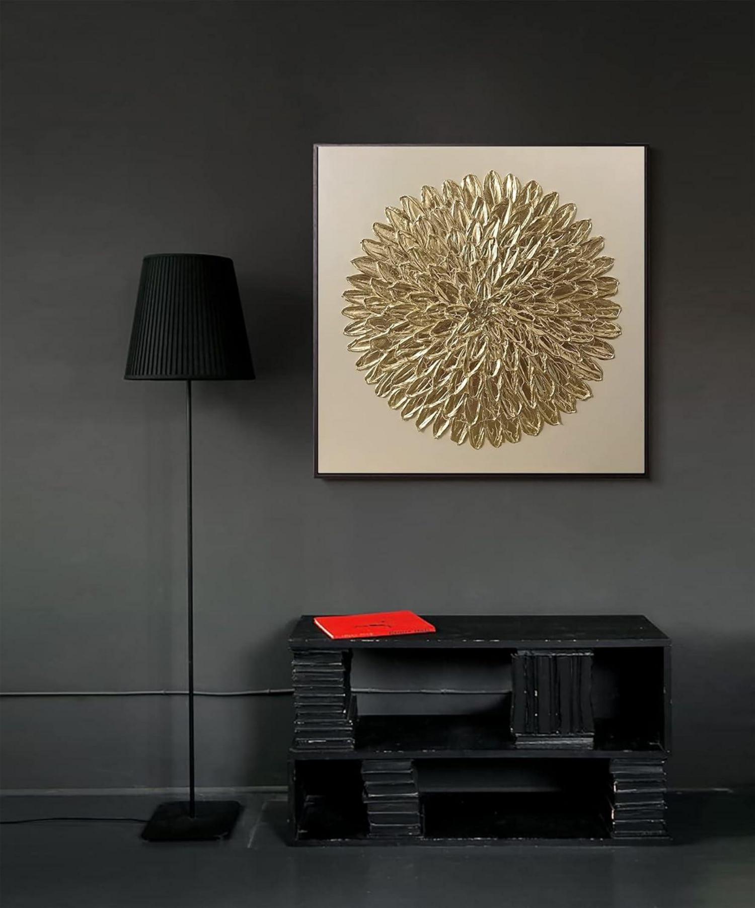 Abstrakte Gold Leinwandbilder Wohnzimmer Schlafzimmer 4er Set 40x40cm