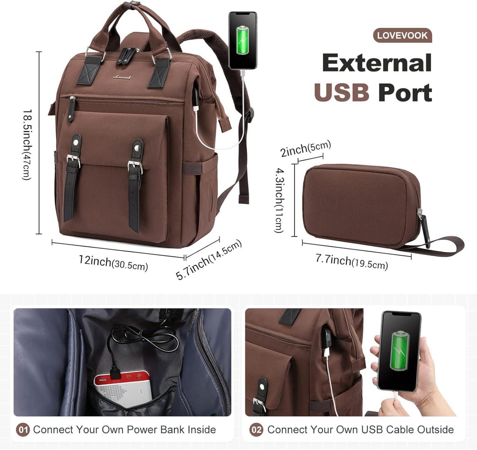 Damen Rucksack Laptop Schulrucksack Mädchen 17 Zoll USB