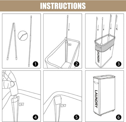 Große Faltbare Wäschekörbe mit Rad und 70L Kapazität