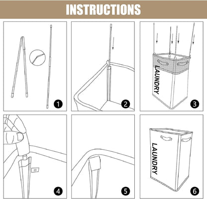 DOKEHOM 29-Inch Faltbarer Wäschekorb mit Rad, Dunkelgrau XL 90L