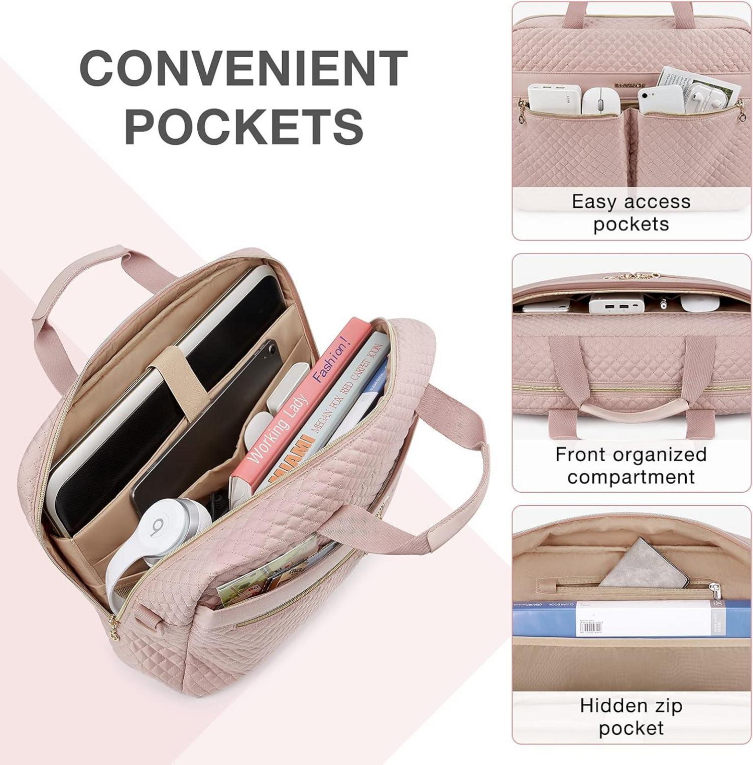 Laptoptasche für Frauen, 17,3-Zoll, Business, Pink