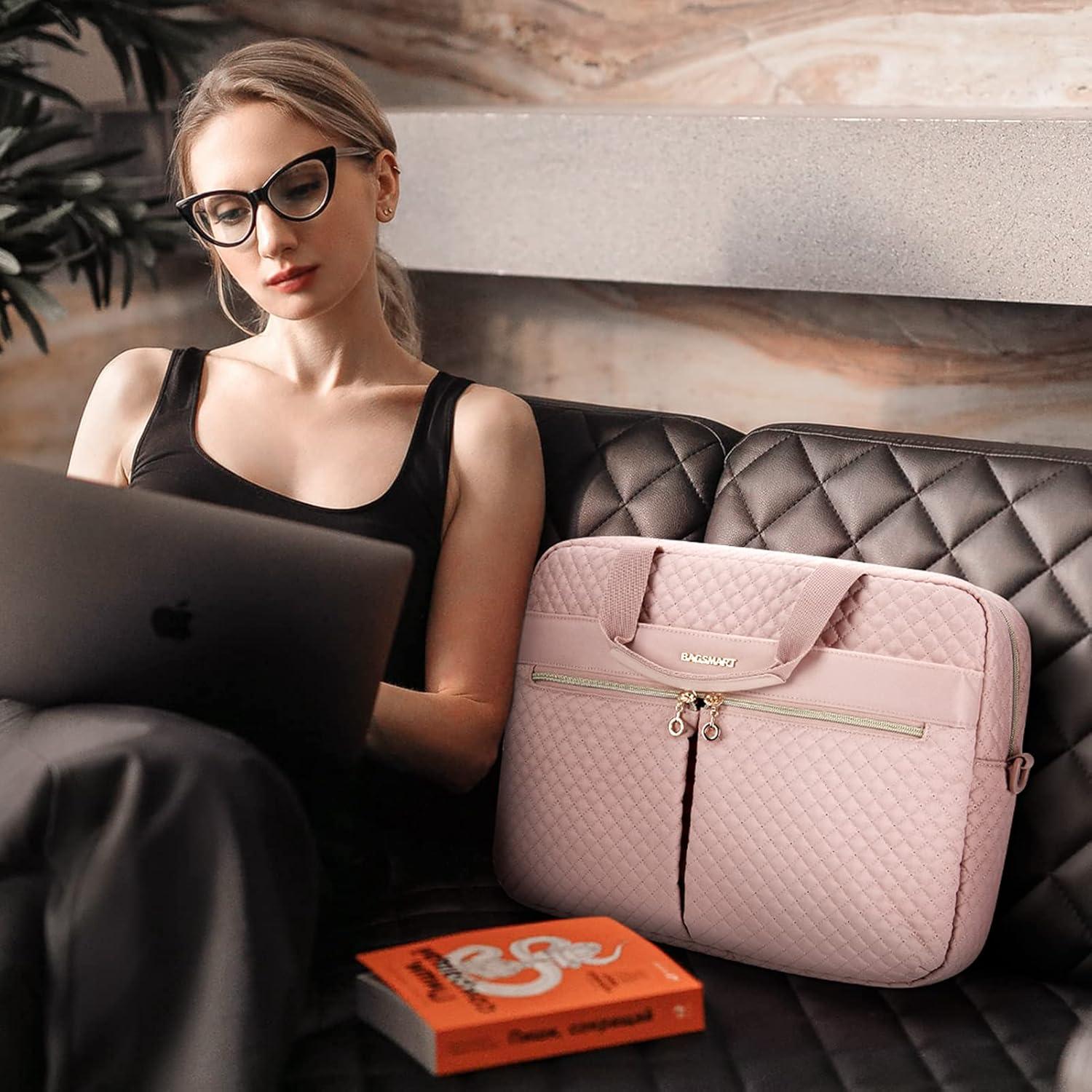 Laptoptasche 17,3-Zoll Aktentasche Damen Wasserabweisend Pink