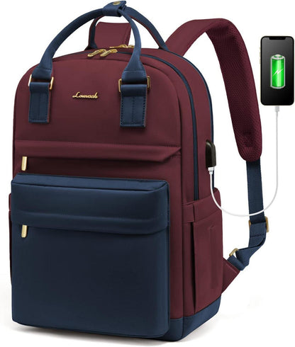 Laptop Rucksack Damen 15,6 Zoll Wasserdicht USB Anschluss Marineblau