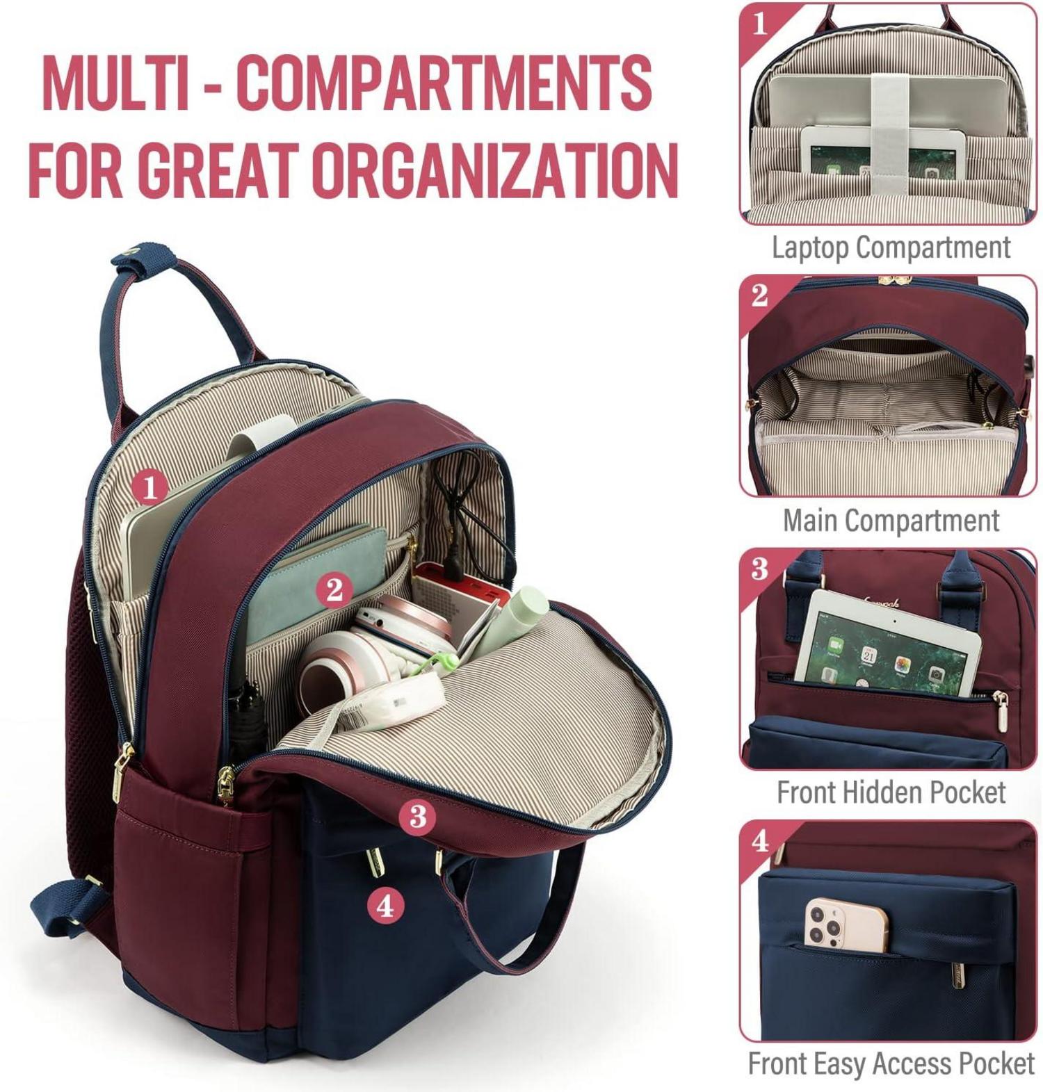 LOVEVOOK Laptop Rucksack Damen 15,6 Zoll Wasserdicht USB