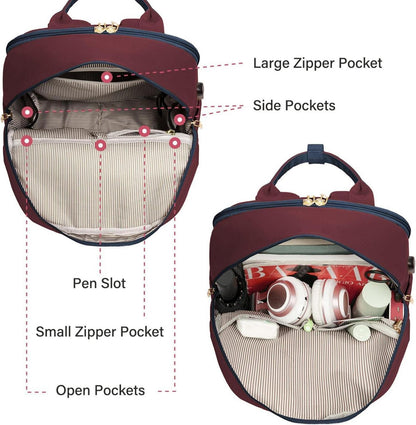 Laptop Rucksack Damen 15,6 Zoll Wasserdicht USB Anschluss Marineblau