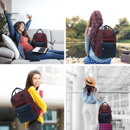 Damen Laptop Rucksack 15,6 Zoll Wasserdicht USB Anschluss Marineblau