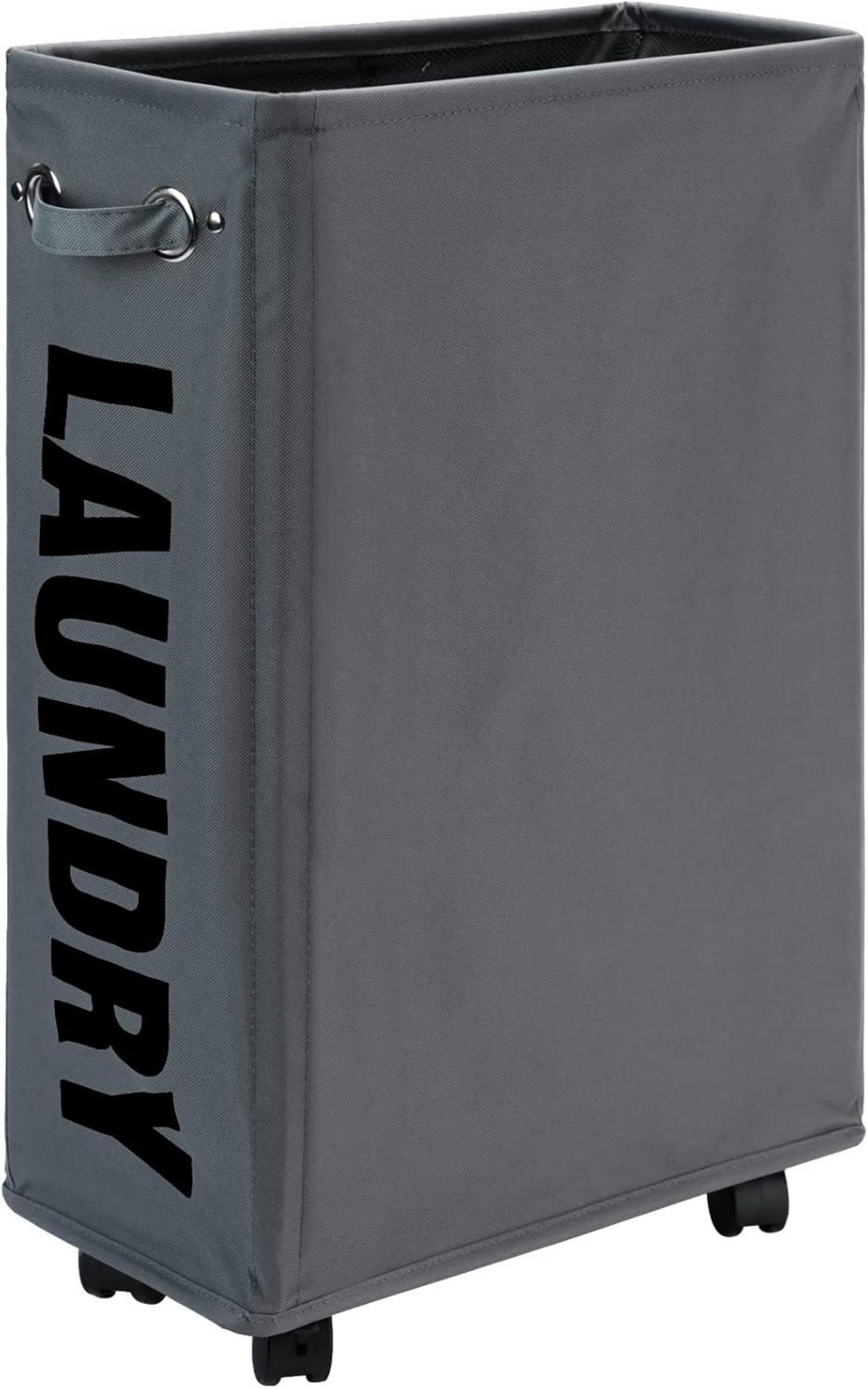 Faltbarer Wäschekorb mit Rad und Wäschesack 25 Zoll dunkelgrau