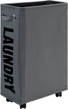 Faltbarer Wäschekorb mit Rad und Wäschesack 25 Zoll dunkelgrau