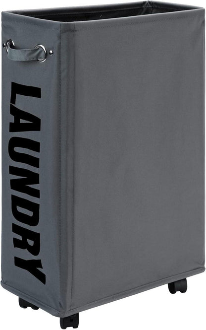 Faltbarer Wäschekorb mit Rad und Wäschesack 25 Zoll dunkelgrau