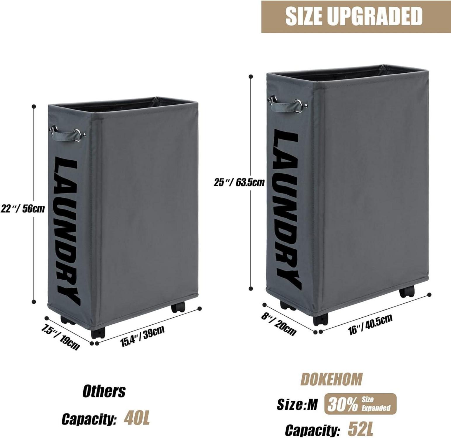 Faltbarer Wäschekorb mit Rad und Wäschesack 25 Zoll dunkelgrau