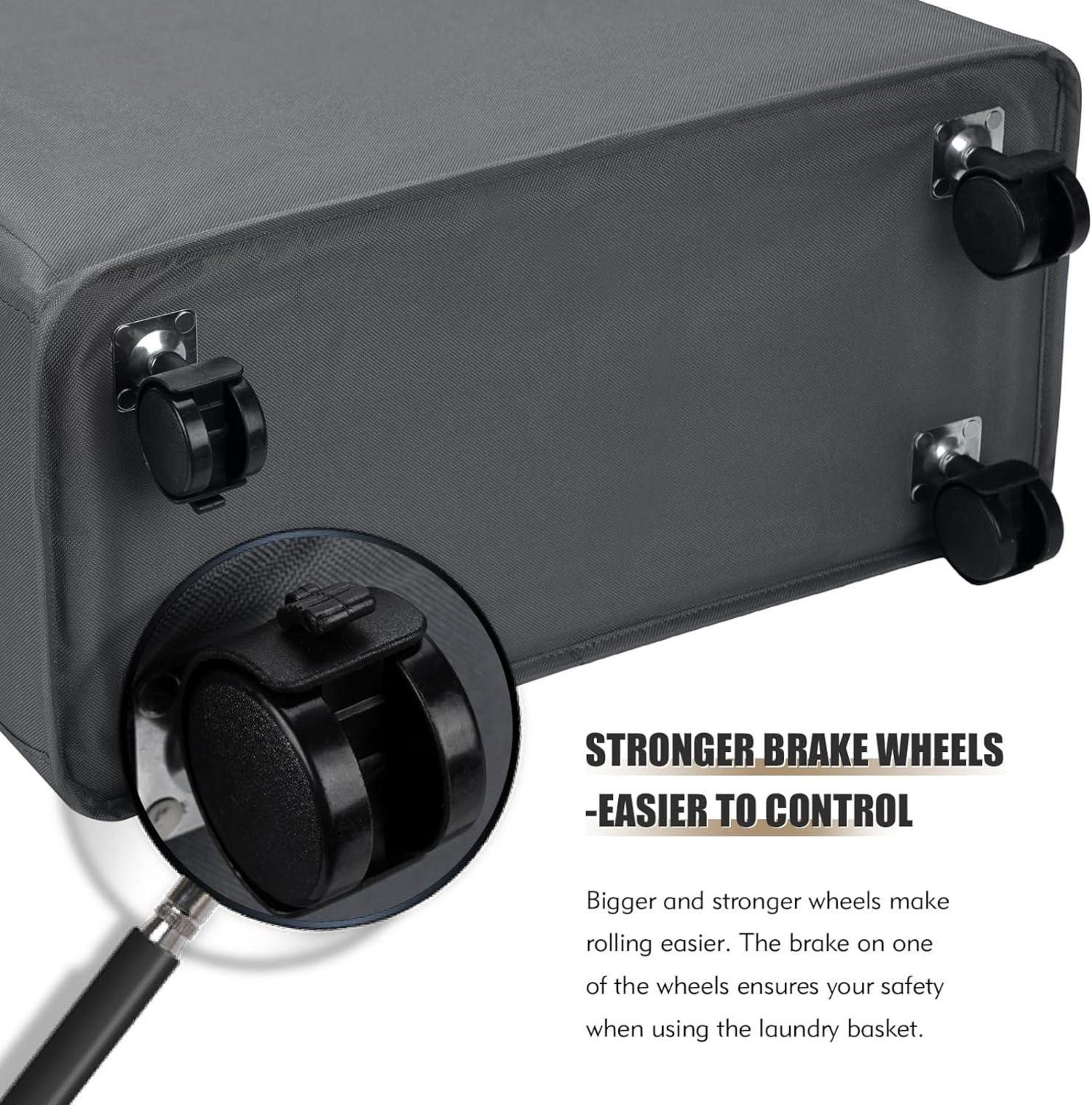 25'' DOKEHOM Faltbarer Wäschekorb mit Rad, Wäschesack, Kleider Tasche