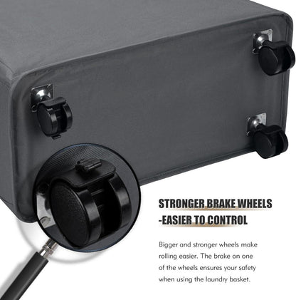 25'' DOKEHOM Faltbarer Wäschekorb mit Rad, Wäschesack, Kleider Tasche