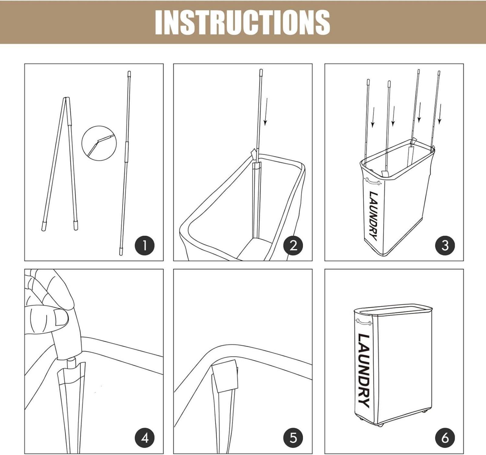 25-Inch Faltbarer Wäschekorb mit Rollen, Dunkelgrau, 52L